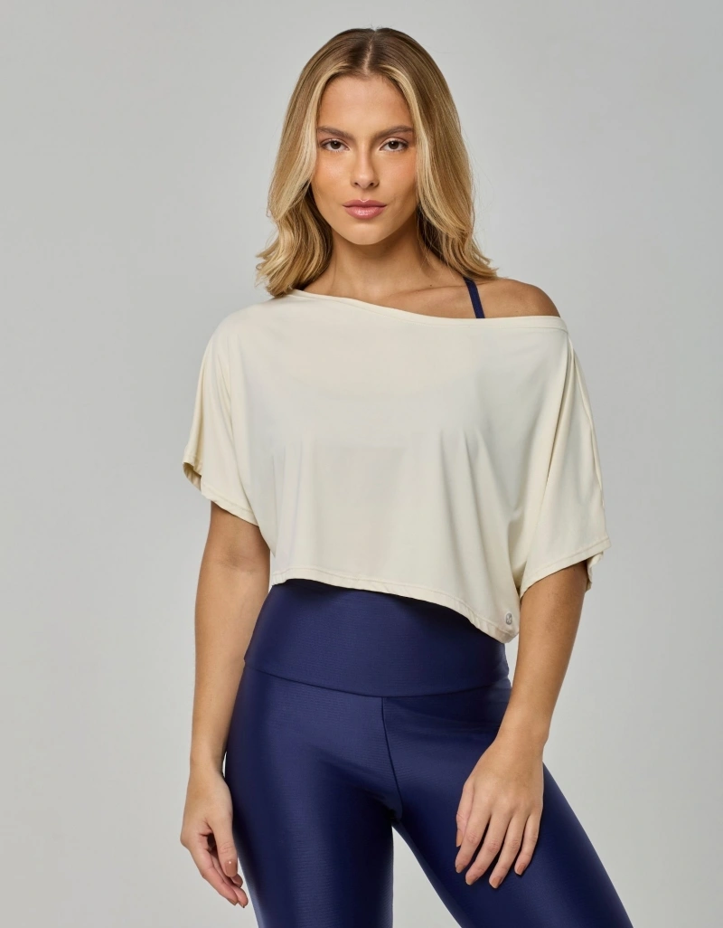 Vestem - Blusa Manga Curta Cropped Dual Bege Brule - BMC873.I26.C0760