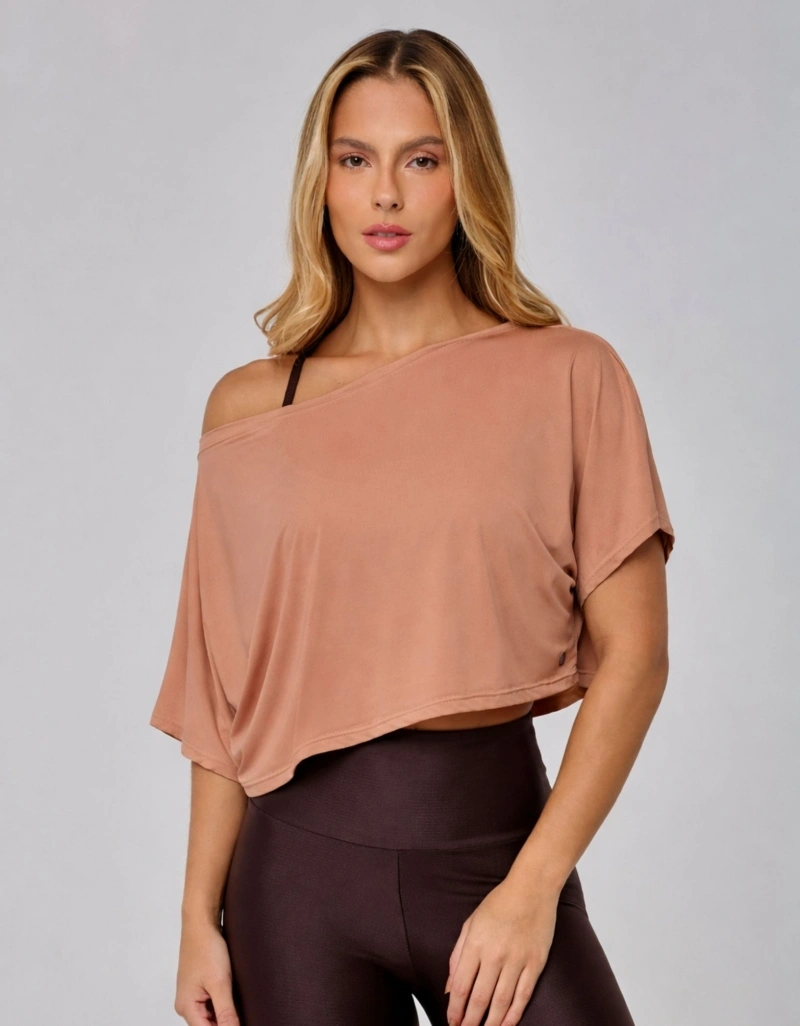 Vestem - Blusa Manga Curta Cropped Dual Marrom Machiatto - BMC873.I26.C0753