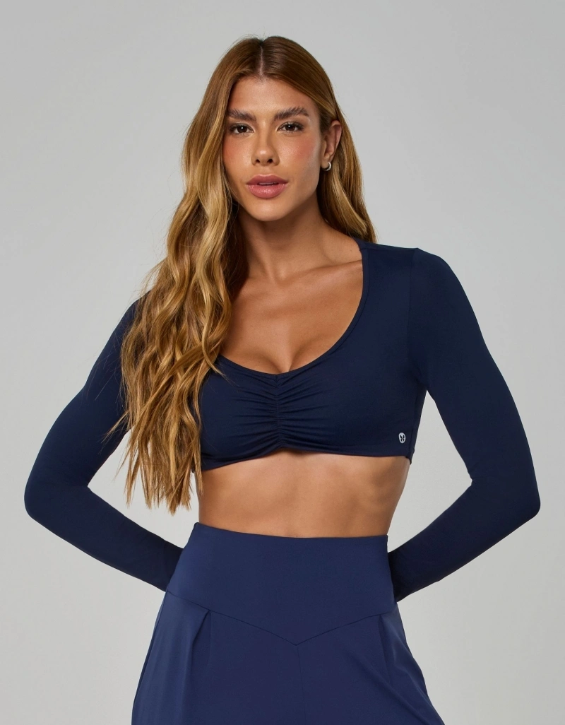 Vestem - Blusa Manga Longa Cropped Nuance Marinho Escuridão - BML506.I26.C0173