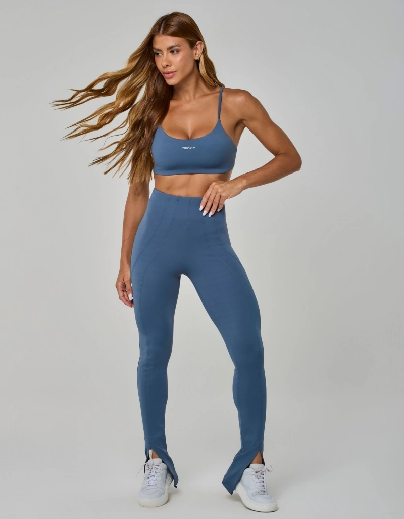 Vestem - Top Park Sleek Fit Média Sustentação Azul Vintage - TOP1312.I26.C0738