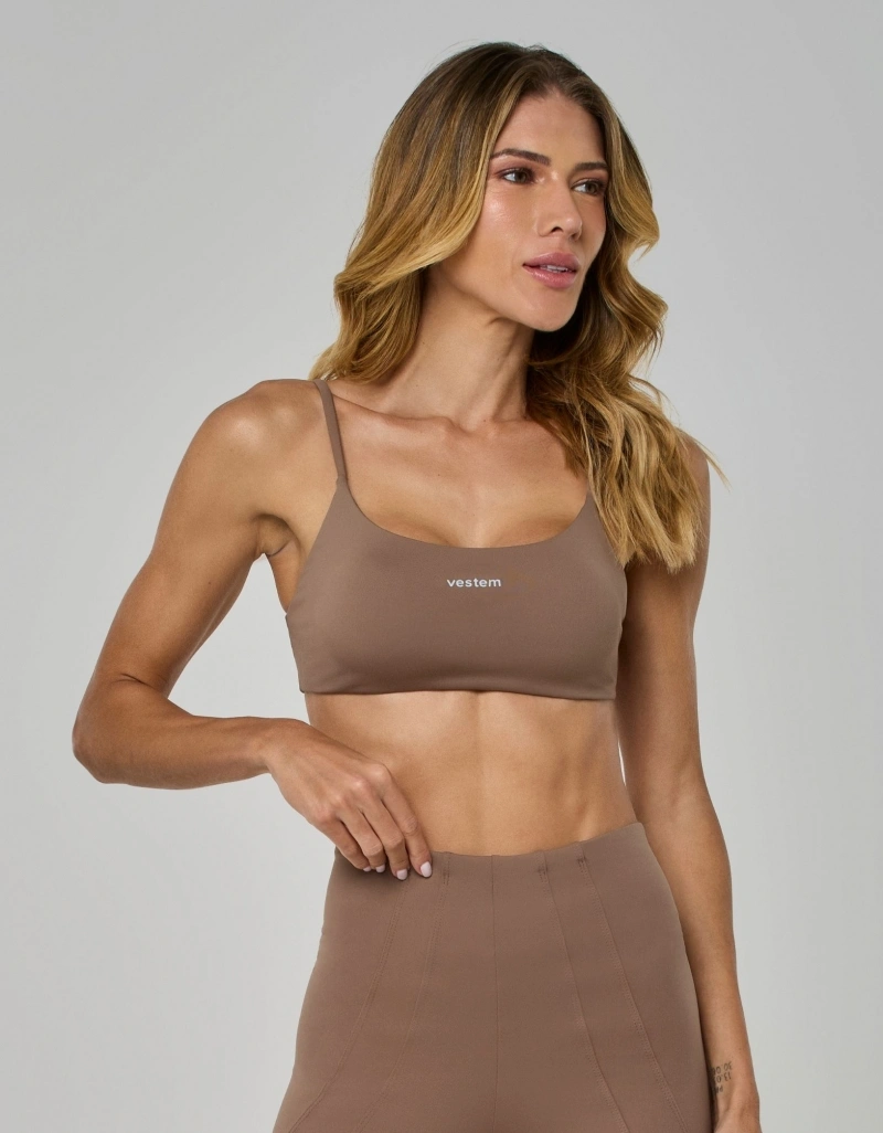 Vestem - Top Park Sleek Fit Média Sustentação Marrom Castanho - TOP1312.I26.C0432