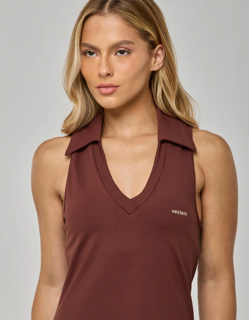 Vestem - Vestido Polo Matchpoint Marrom Couro - VT109.I26.C0711