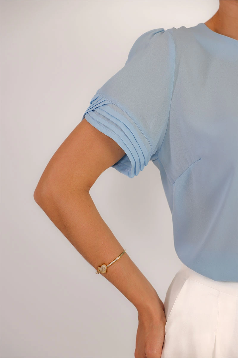 Miss Misses - Blusa Natacha Crepe Com Pregas Azul - 54454002