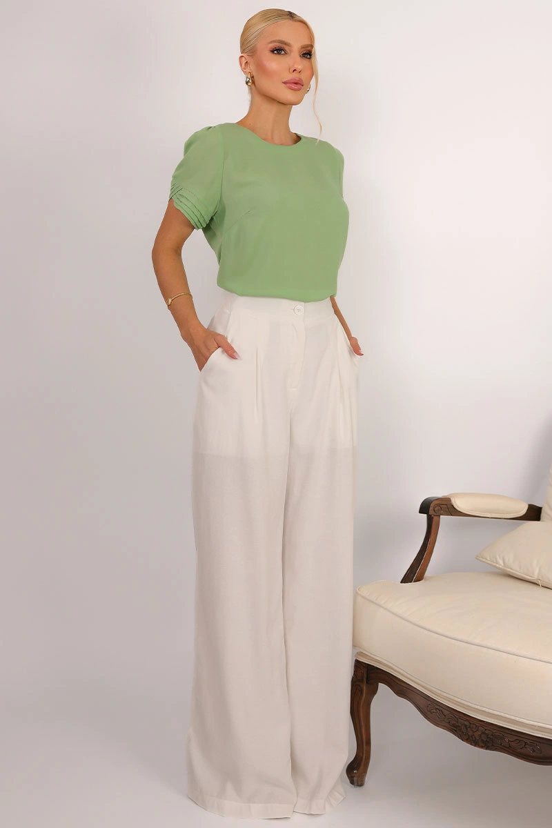 Miss Misses - Blusa Natacha Crepe Com Pregas Verde - 54454023