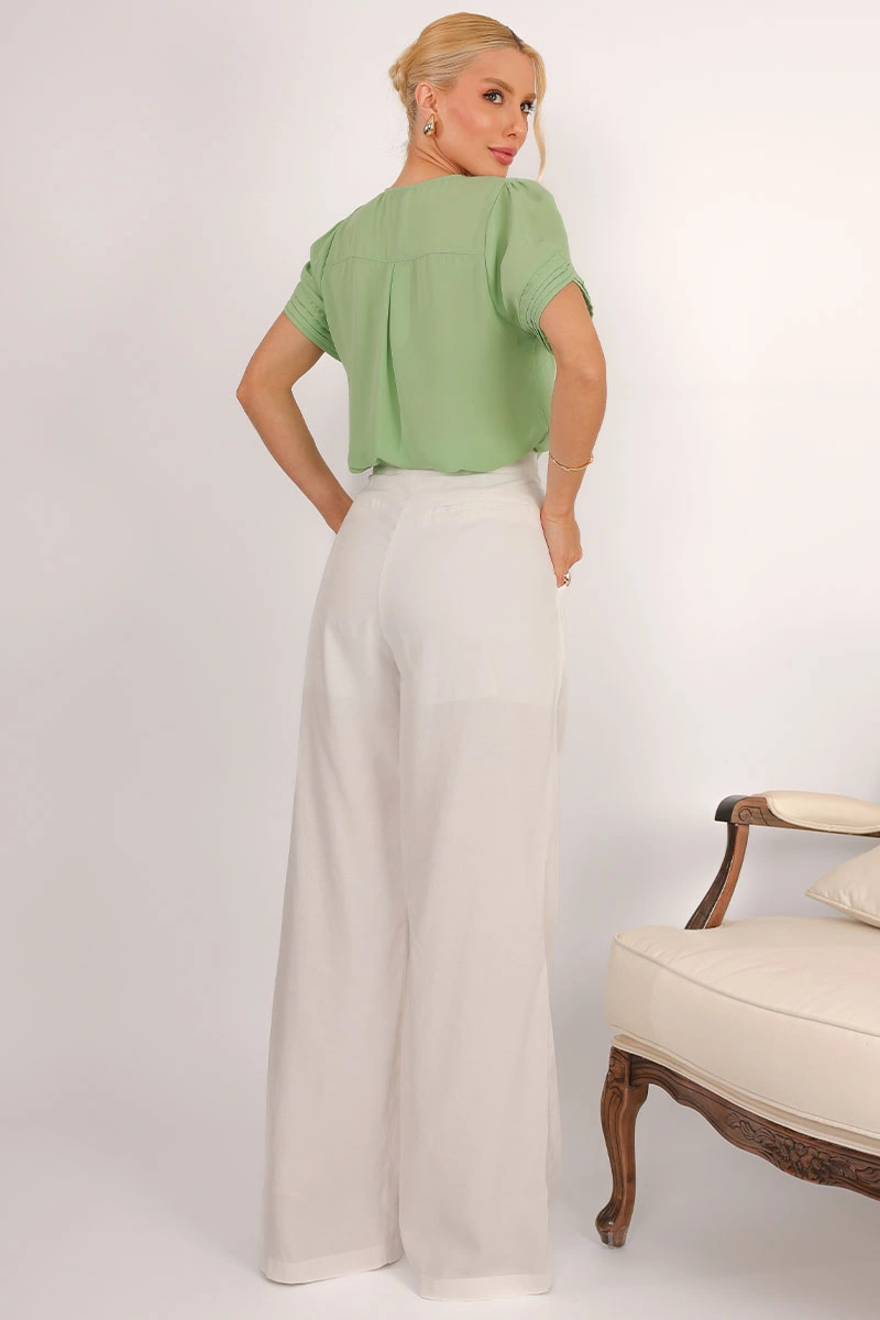 Miss Misses - Blusa Natacha Crepe Com Pregas Verde - 54454023