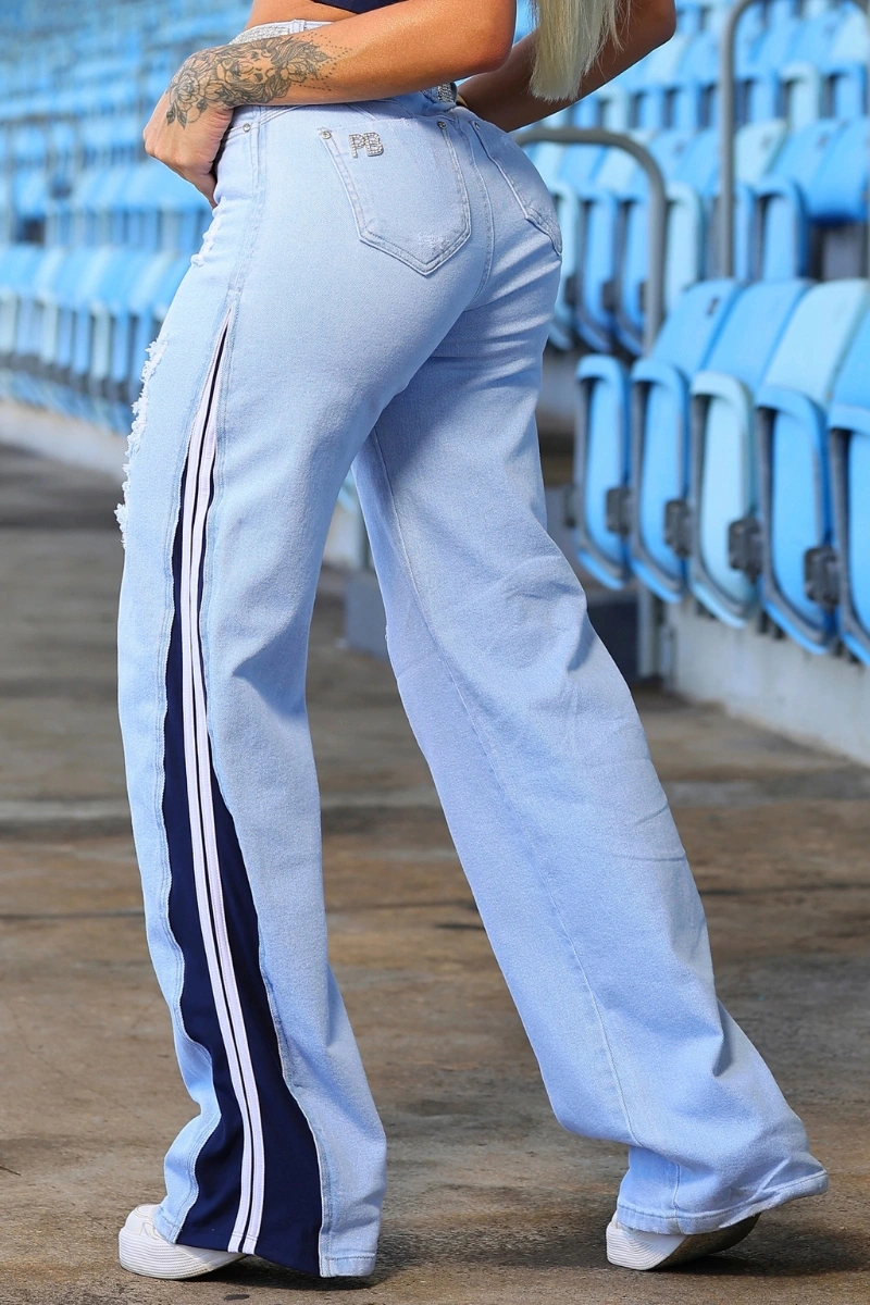 PITBULL - Calça Wide Leg com Detalhes Laterais Pit Bull Jeans - 89364