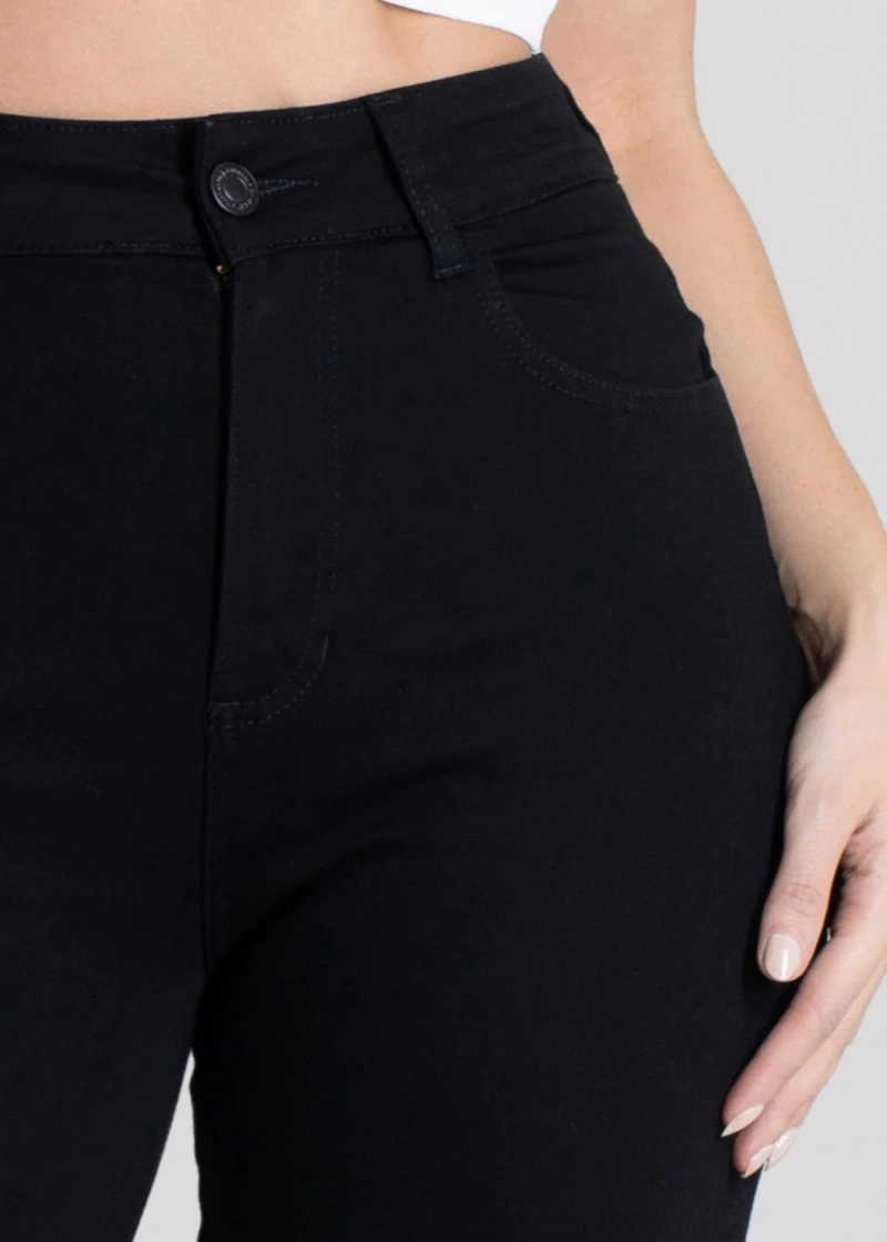 Sawary - Calça Sarja Sawary Wide Leg Preta - 275028 - 275028