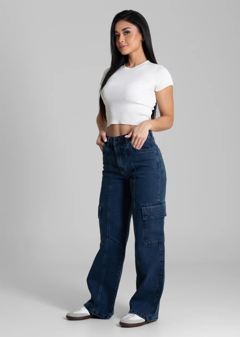 Sawary - Calça Jeans Sawary Wide Leg Petit Azul - 282616 - 282616