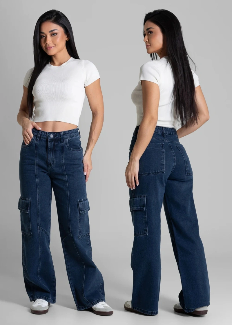 Sawary - Calça Jeans Sawary Wide Leg Petit Azul - 282616 - 282616