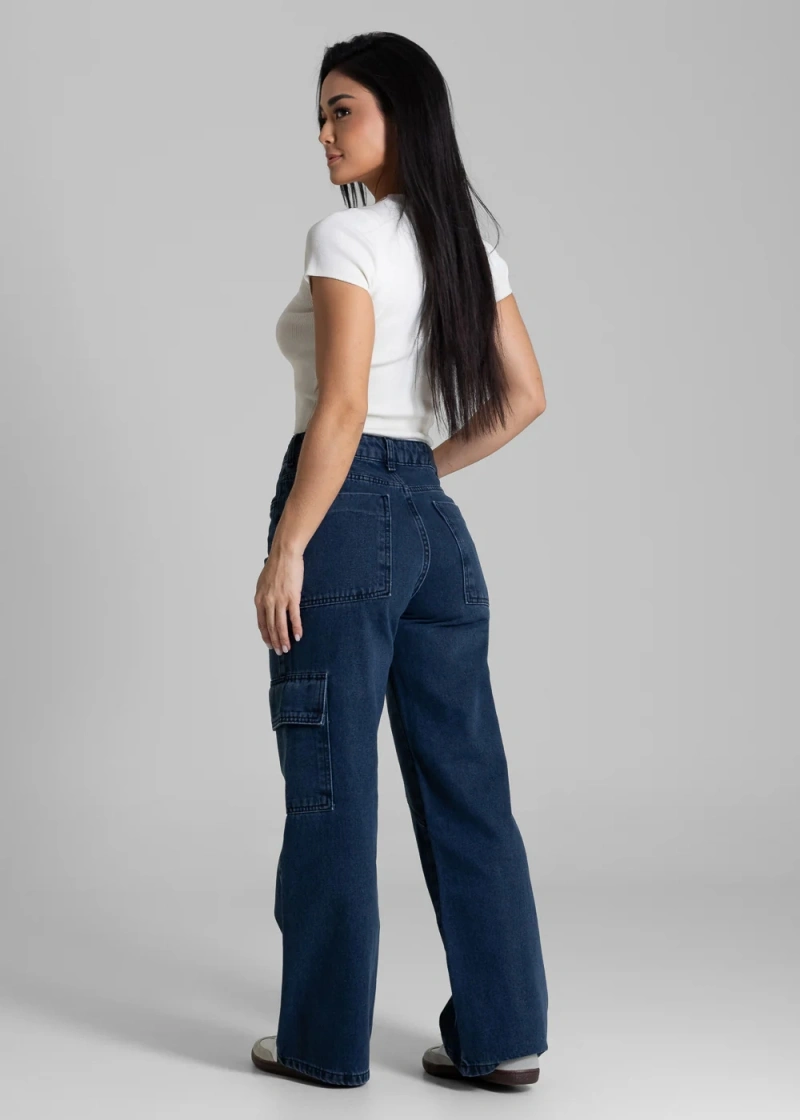 Sawary - Calça Jeans Sawary Wide Leg Petit Azul - 282616 - 282616