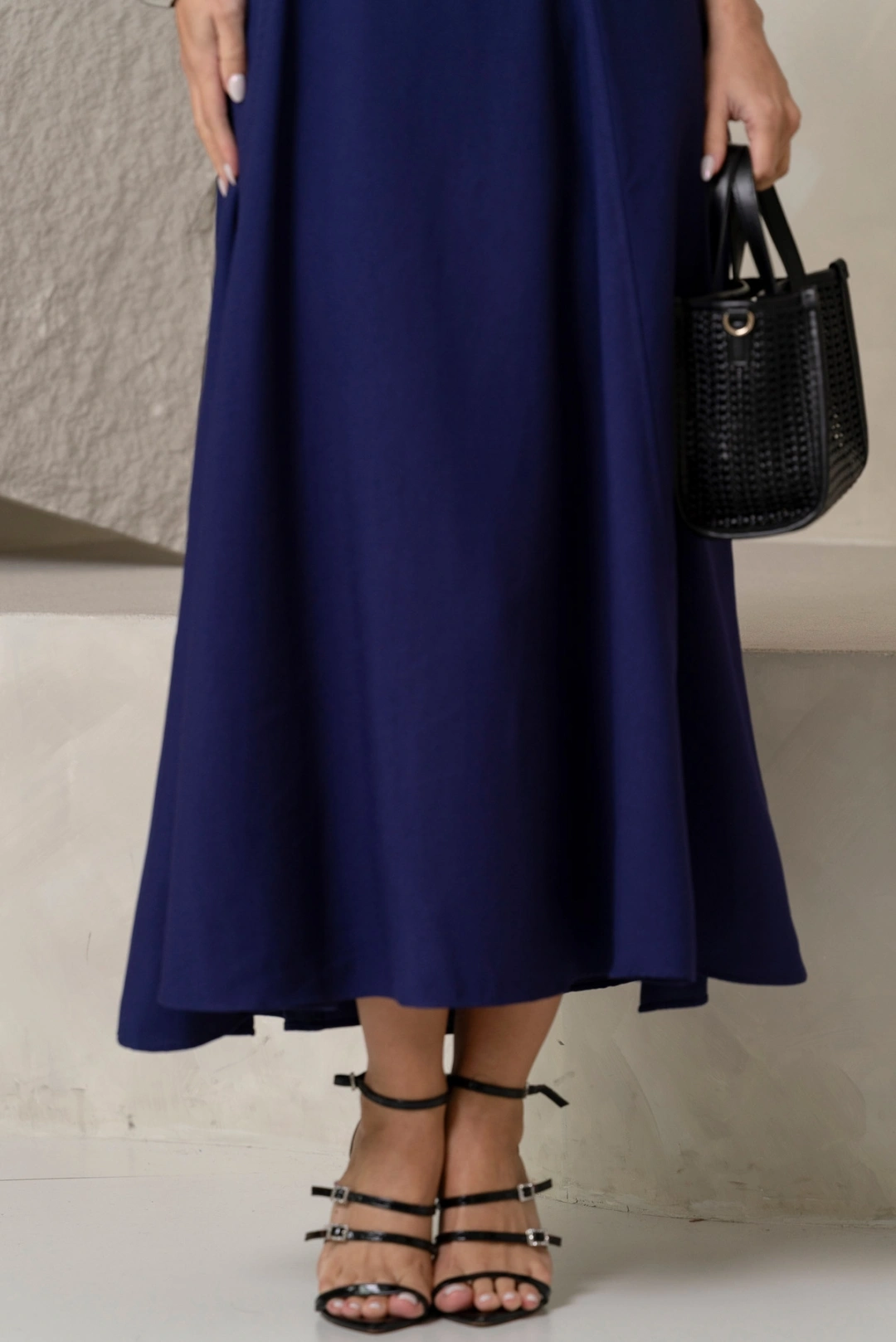 Miss Misses - Vestido Midi Madrid Rodado Regata Azul - 54827004