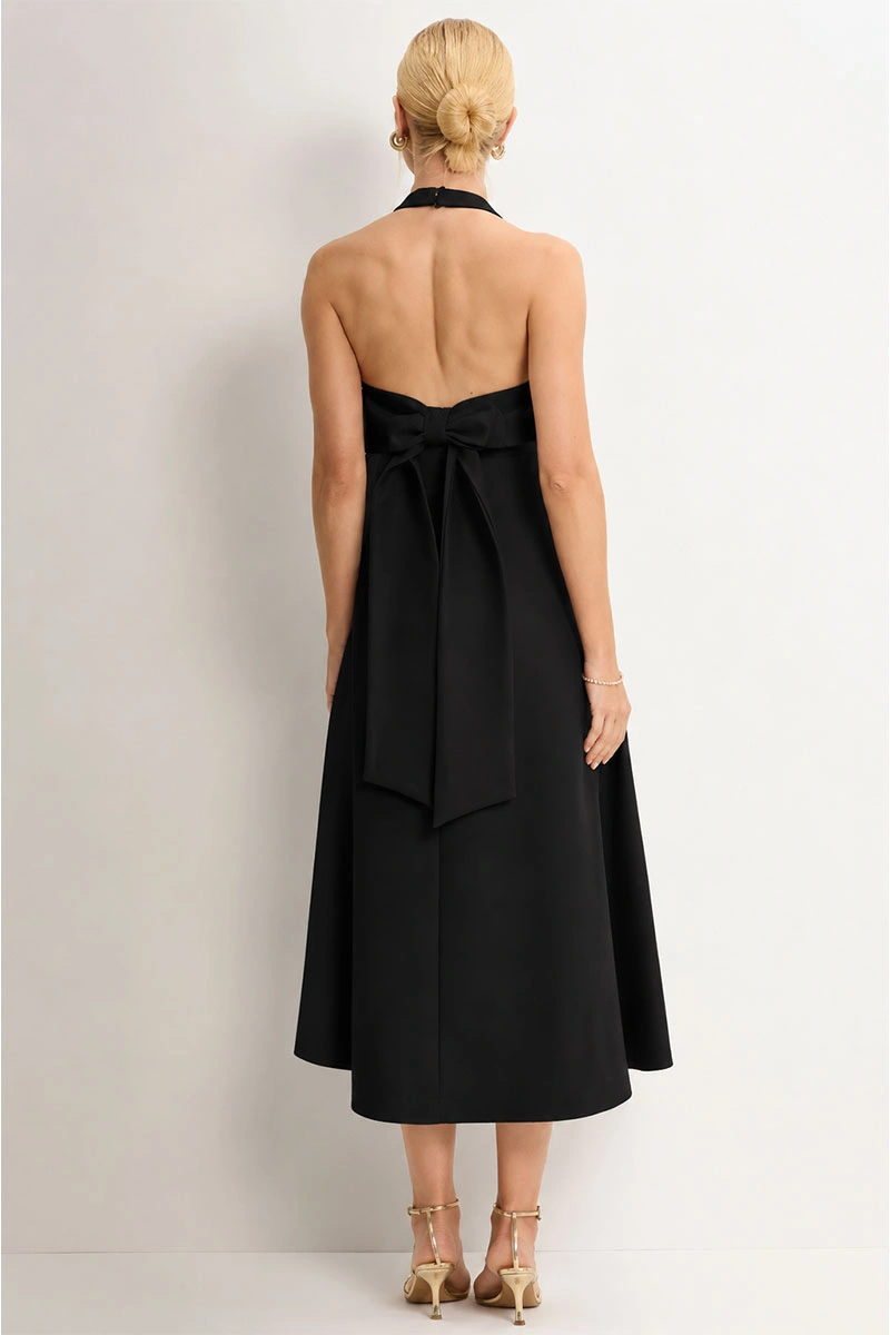 Miss Misses - Filomena Halter Neck Black Midi Dress - 54776001