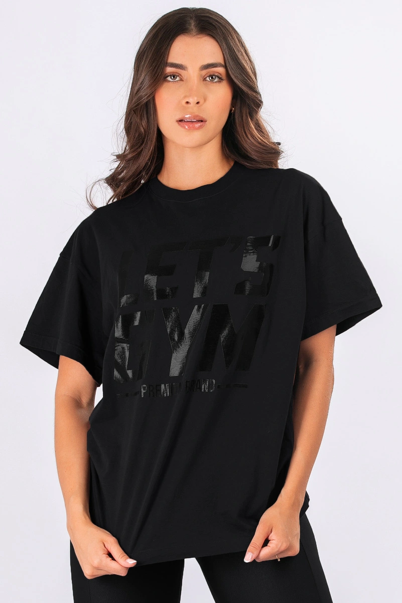 Lets Gym - Camiseta Oversized Letsgym Glow Preto - 3320PT
