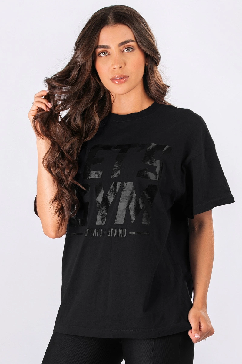 Lets Gym - Camiseta Oversized Letsgym Glow Preto - 3320PT