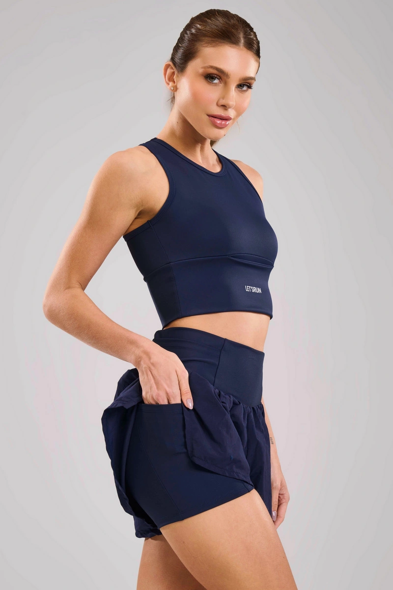 Lets Gym - Short Lets Run Flow Navy Blue - 3353NB