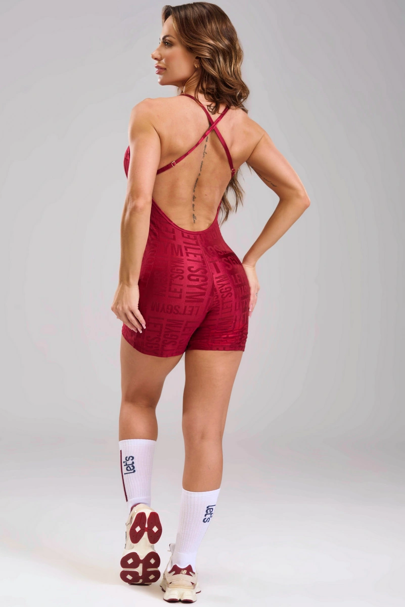 Lets Gym - Macaquinho Velvet Name Marsala - 2897MS