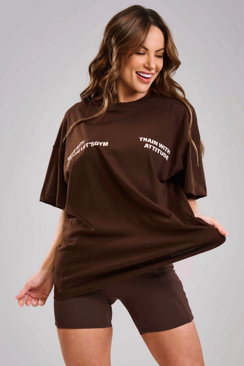 Lets Gym - Camiseta Oversized Grace Coffee - 3439CF