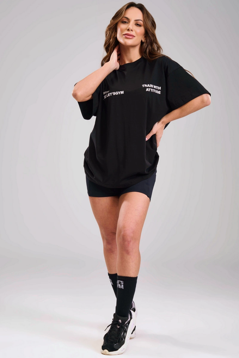 Lets Gym - Camiseta Oversized Grace Preto - 3439PT