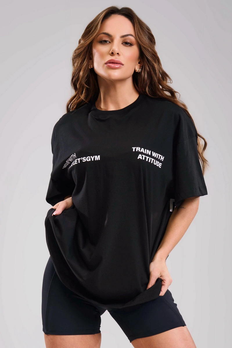 Lets Gym - Camiseta Oversized Grace Preto - 3439PT