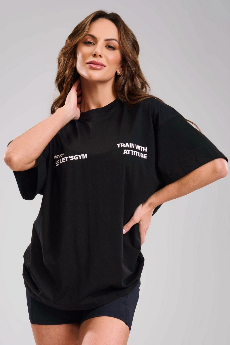 Lets Gym - Camiseta Oversized Grace Preto - 3439PT
