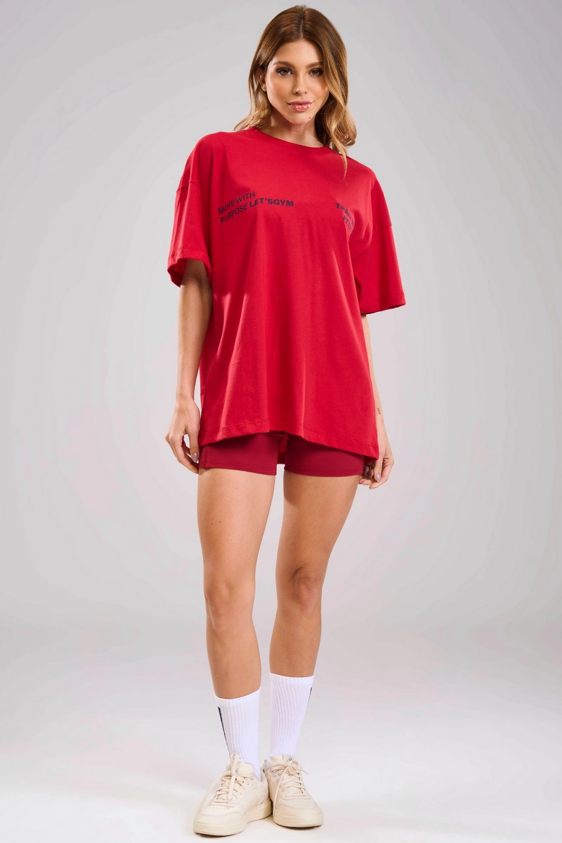 Lets Gym - Camiseta Oversized Grace Scarlet - 3439SCT