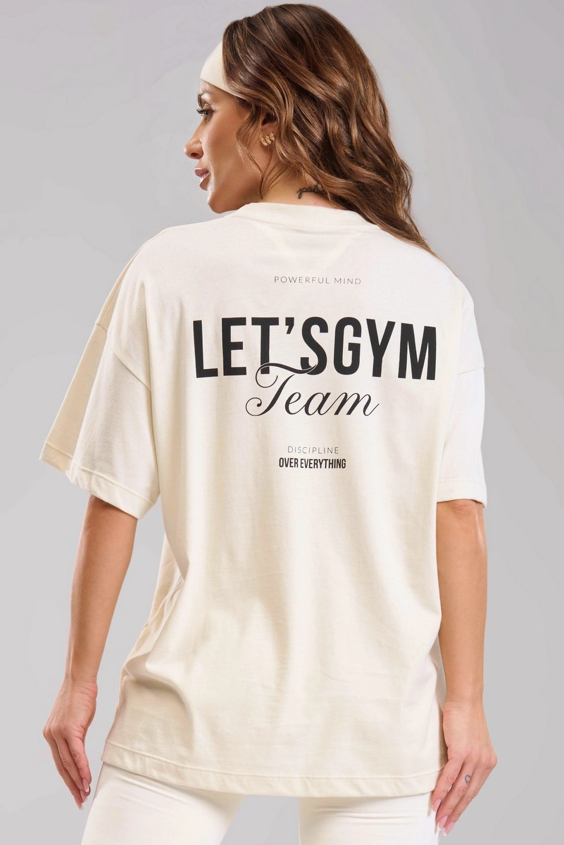 Lets Gym - Camiseta Oversized Letsgym Team Off White - 3469OFW