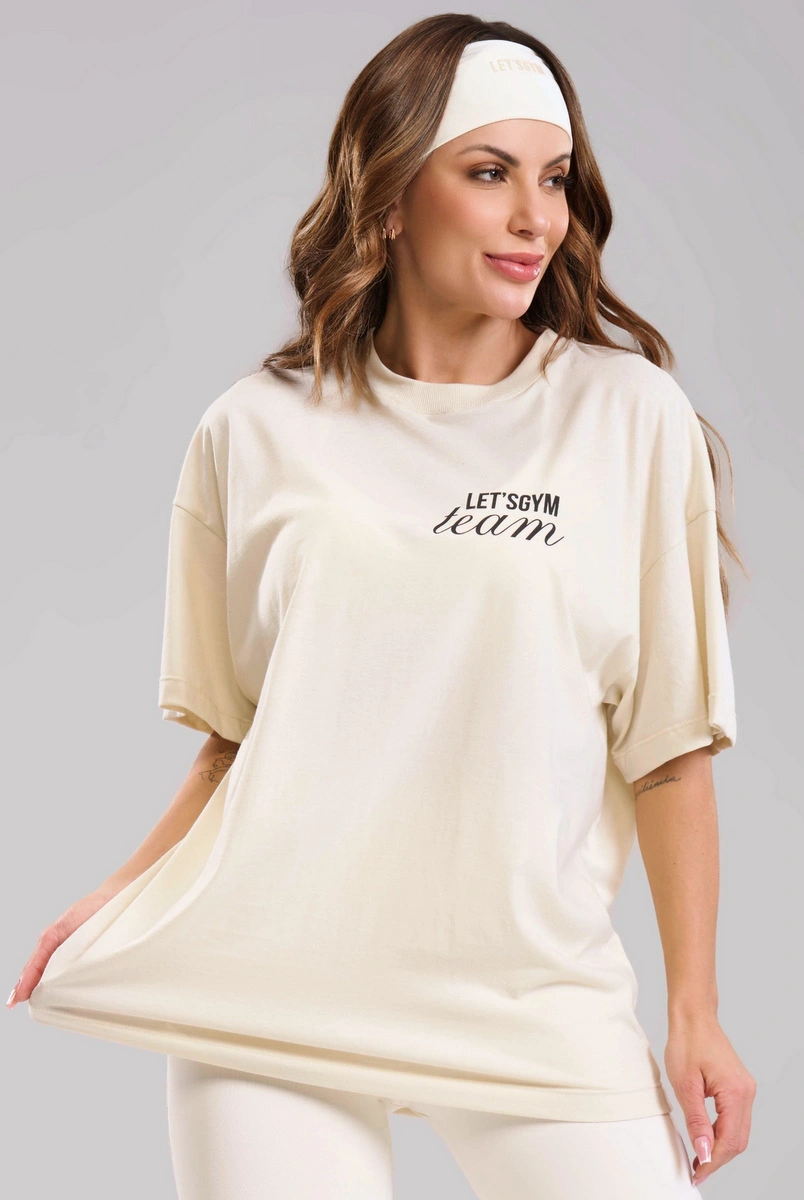 Lets Gym - Camiseta Oversized Letsgym Team Off White - 3469OFW
