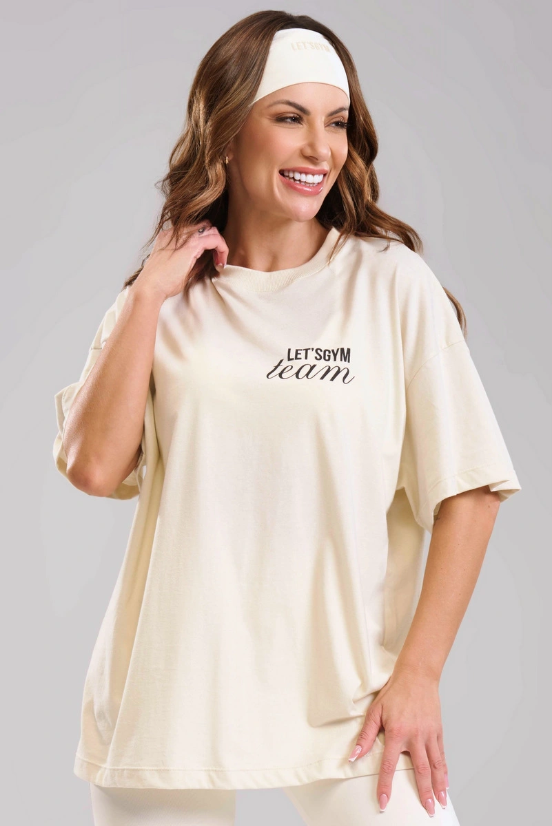 Lets Gym - Camiseta Oversized Letsgym Team Off White - 3469OFW