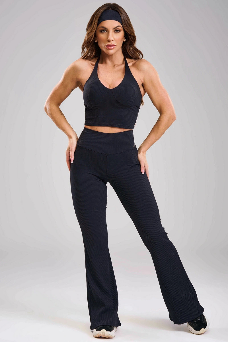 Lets Gym - Cropped Halter Comfort Rib Preto - 3480PT