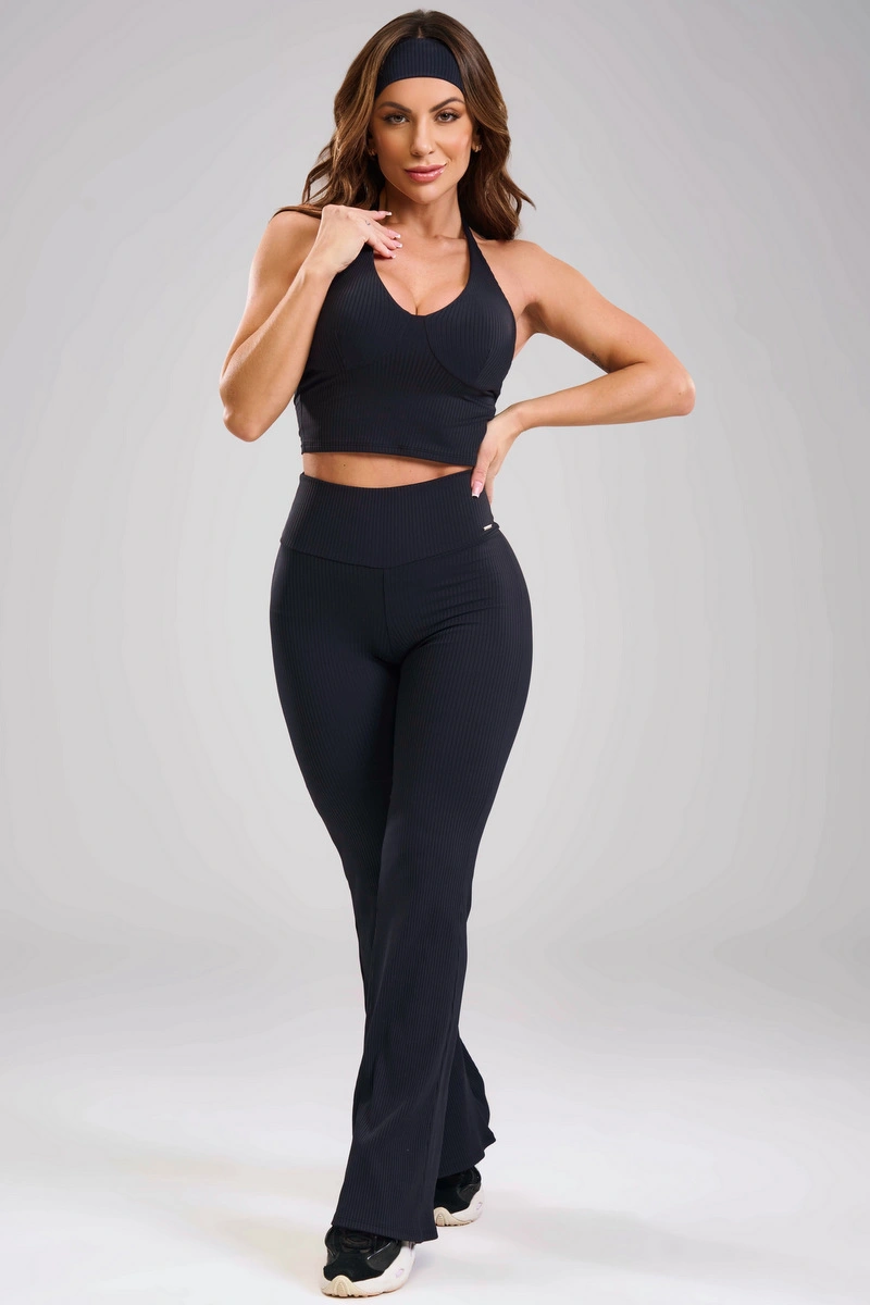 Lets Gym - Flare Comfort Rib Preto - 3481PT