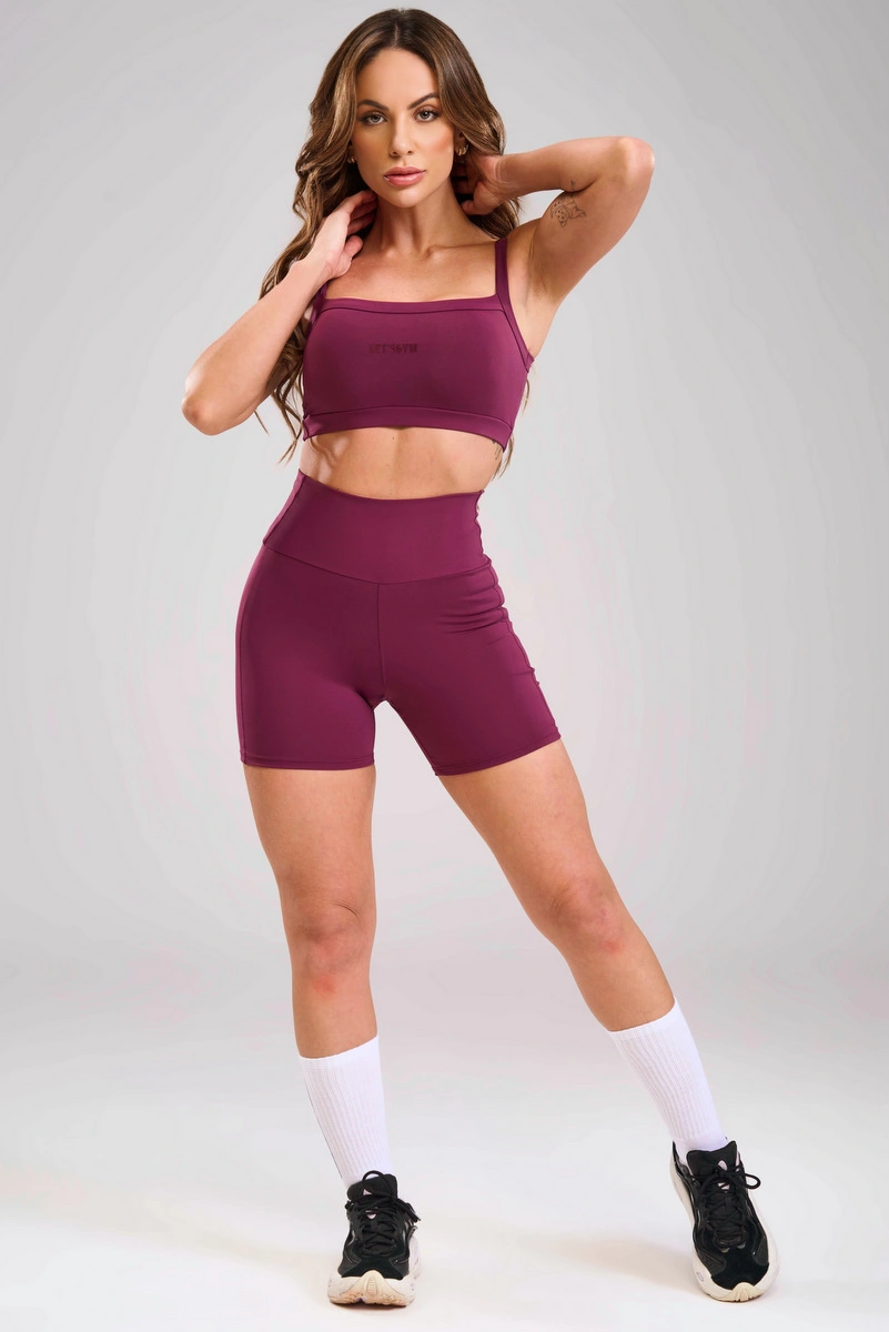 Lets Gym - Short  New  Basic Tunning Dark Berry - 3520DB