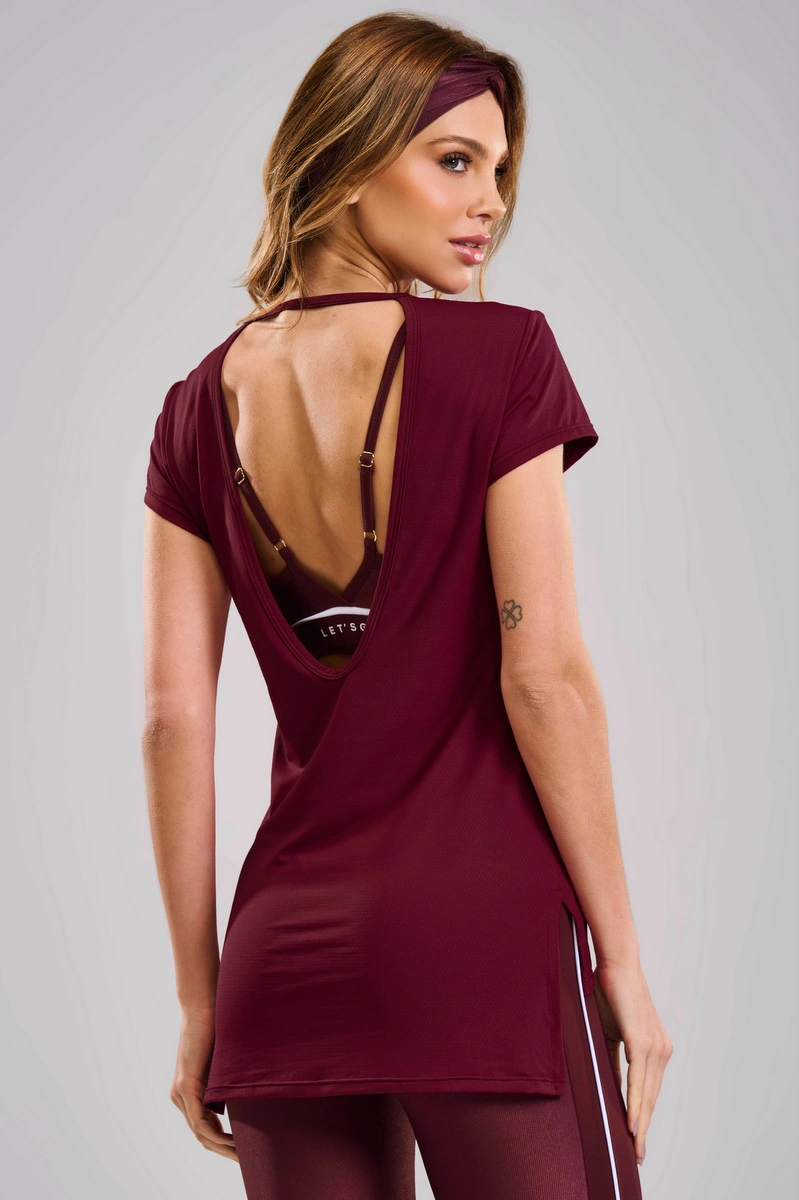 Lets Gym - Blusa M/c Clean Burgundy - 3528BG