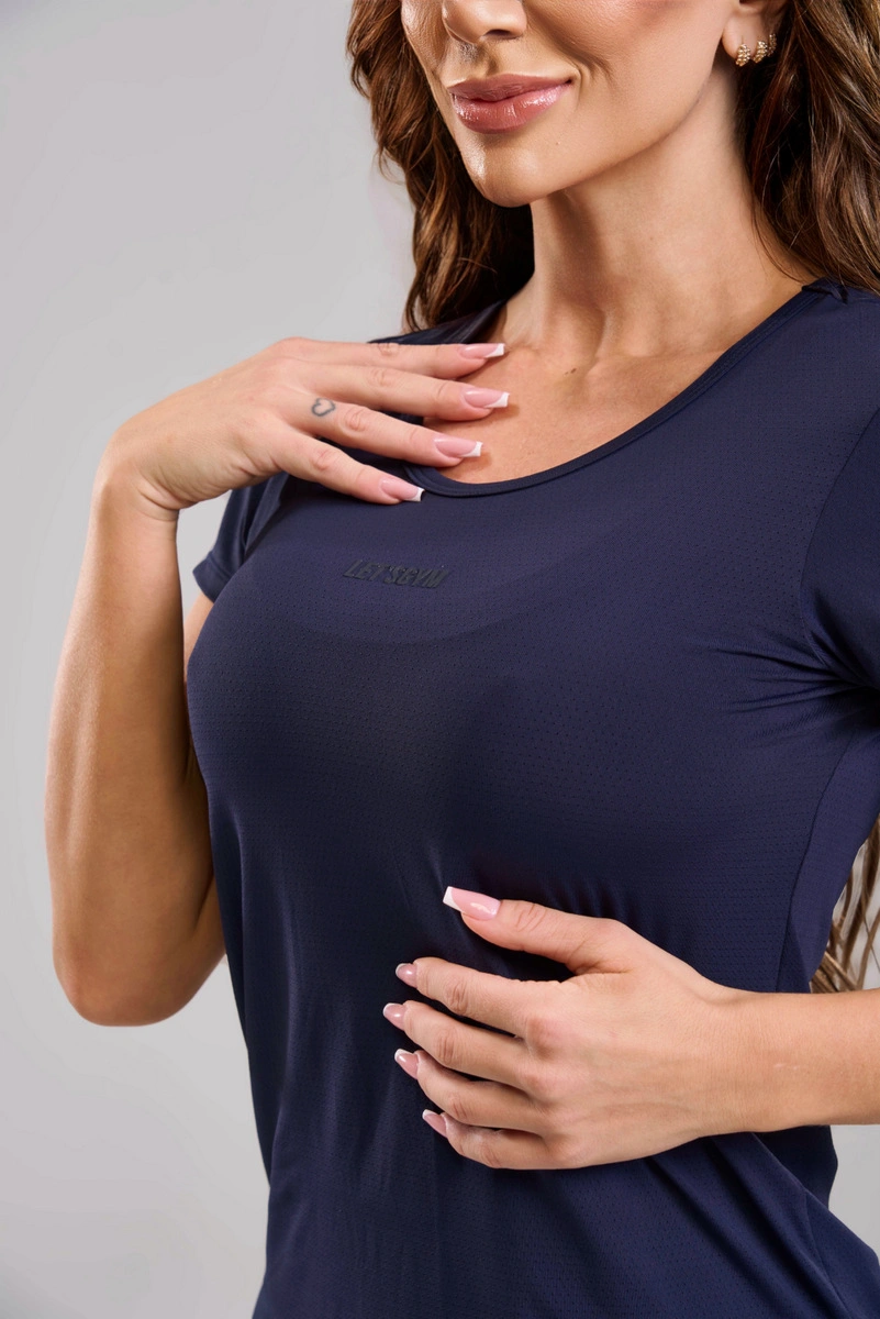 Lets Gym - Blusa M/c Clean Navy Blue - 3528NB