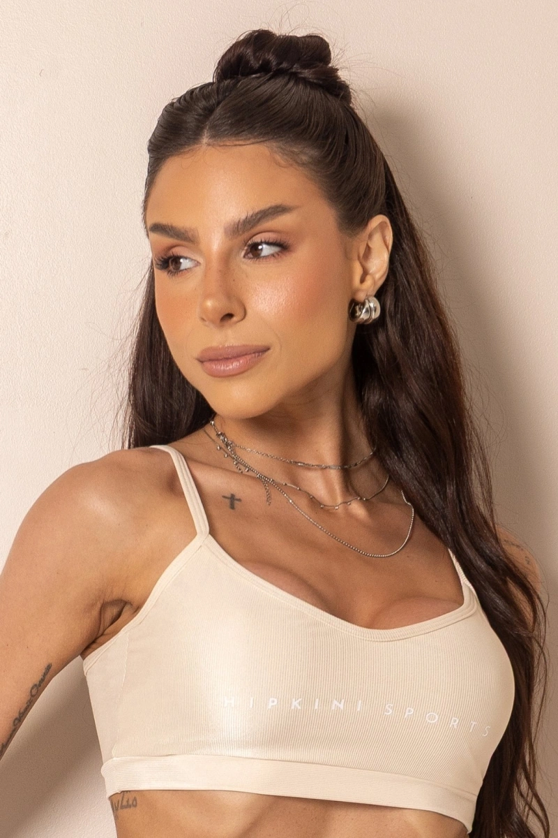 Hipkini - Top Fitness Horizon com Alças Finas Off White - 33331807