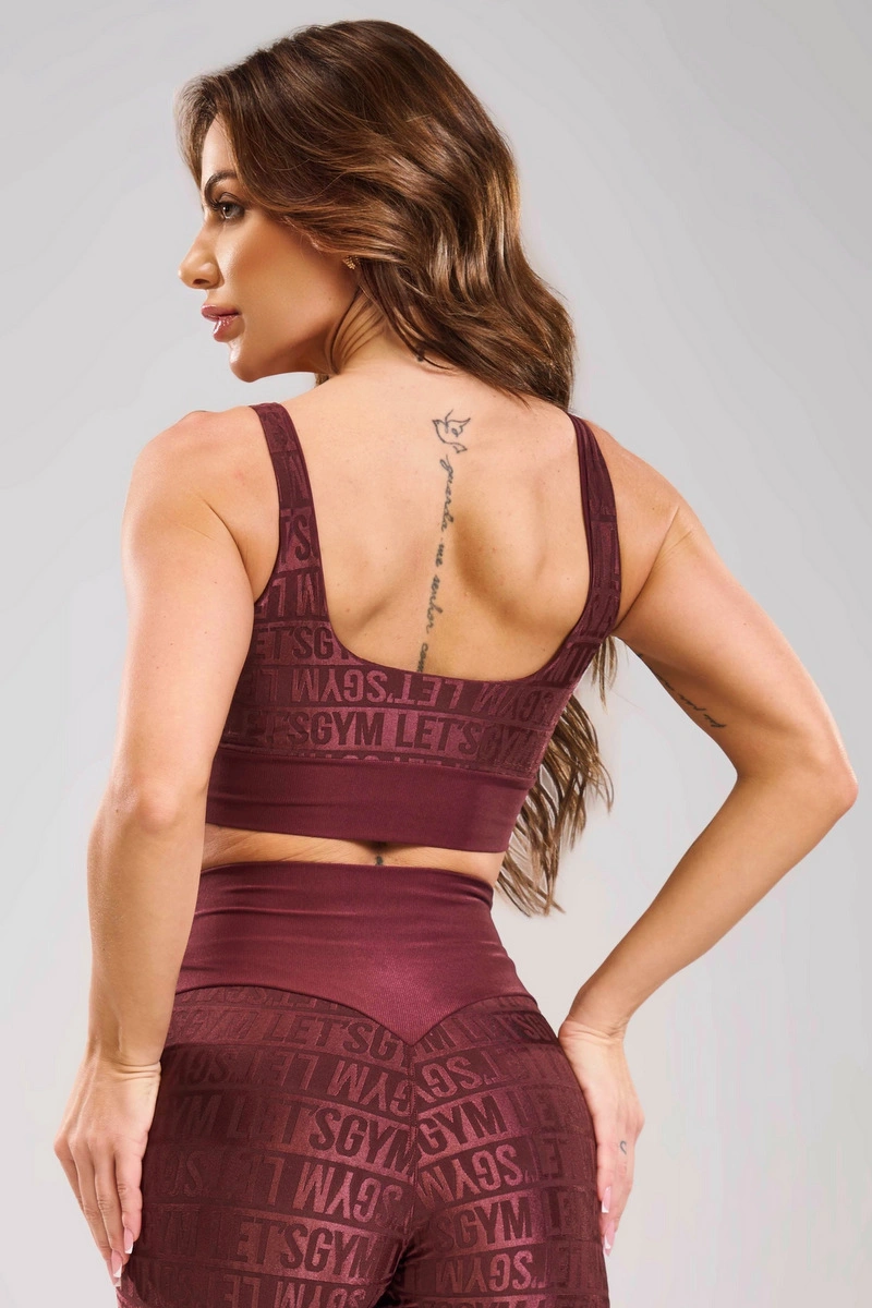 Lets Gym - Top Velvet Line Burgundy - 3292BG