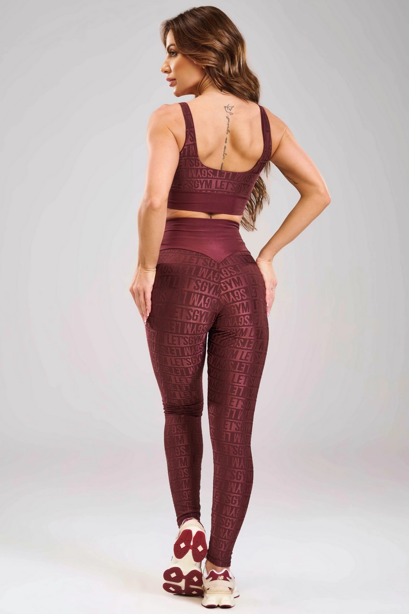 Lets Gym - Top Velvet Line Burgundy - 3292BG