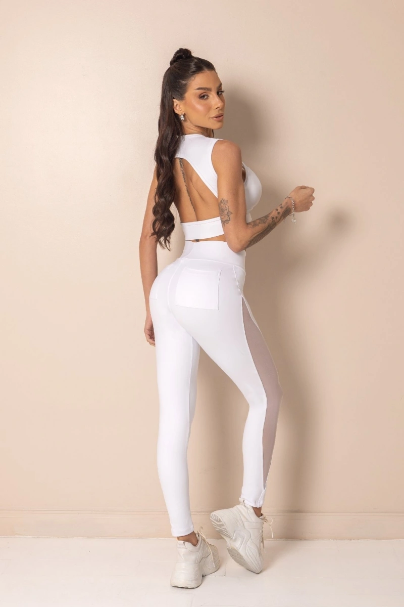 Hipkini - Top Fitness Horizon COM TULE em Branco - 33331894