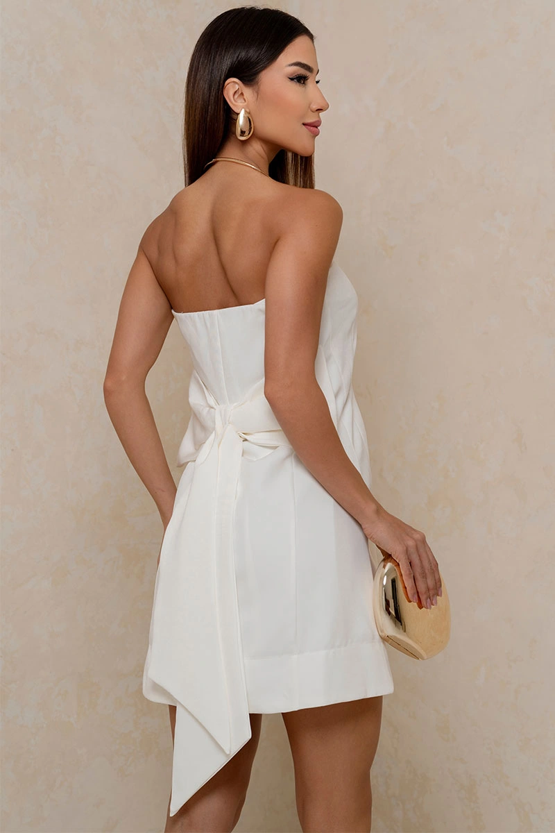 Miss Misses - Vestido Curto Yasmin Tomara Que Caia com Zíper Off White - 54817030