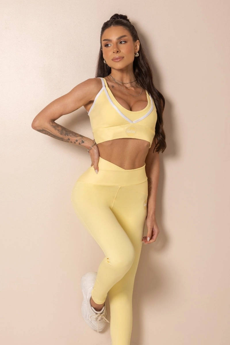 Hipkini - Legging Fitness Horizon Cós Transpassado Amarela - 33331929