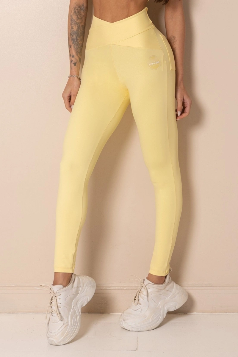 Hipkini - Legging Fitness Horizon Cós Transpassado Amarela - 33331929