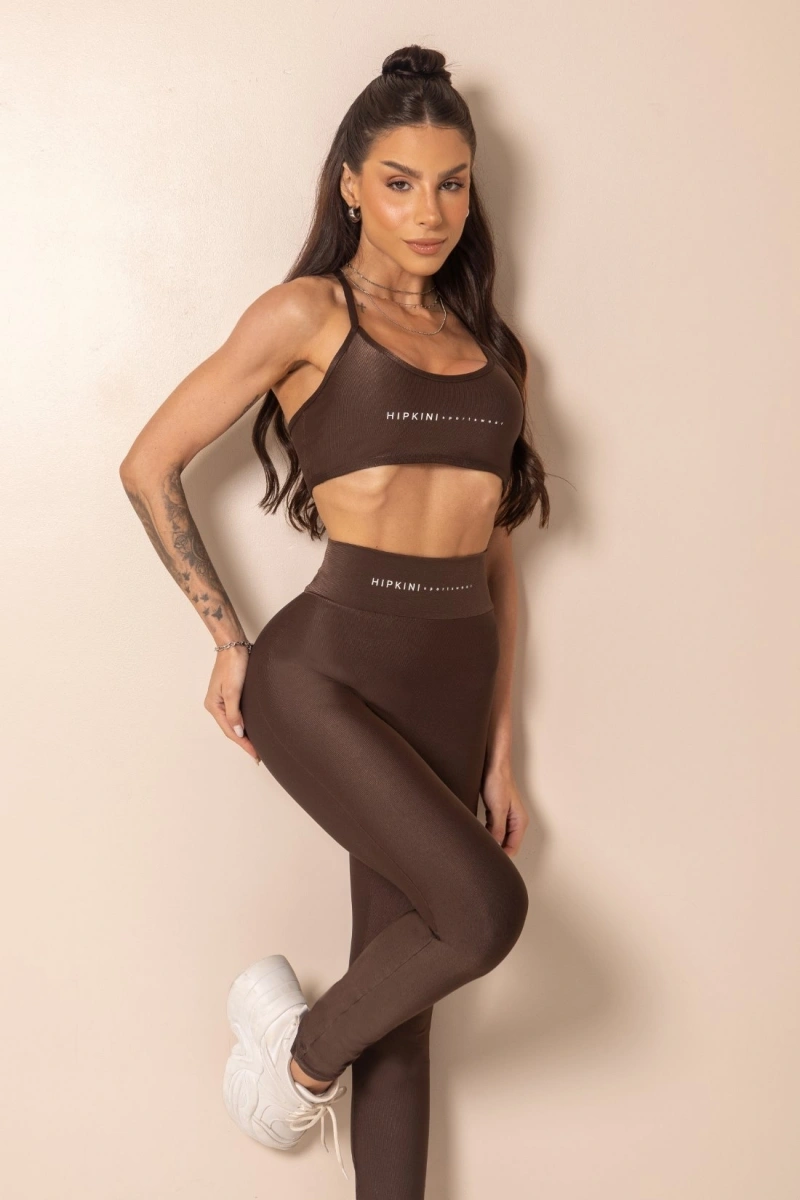 Hipkini - Top Fitness Horizon com Alças Finas Marrom - 33331904