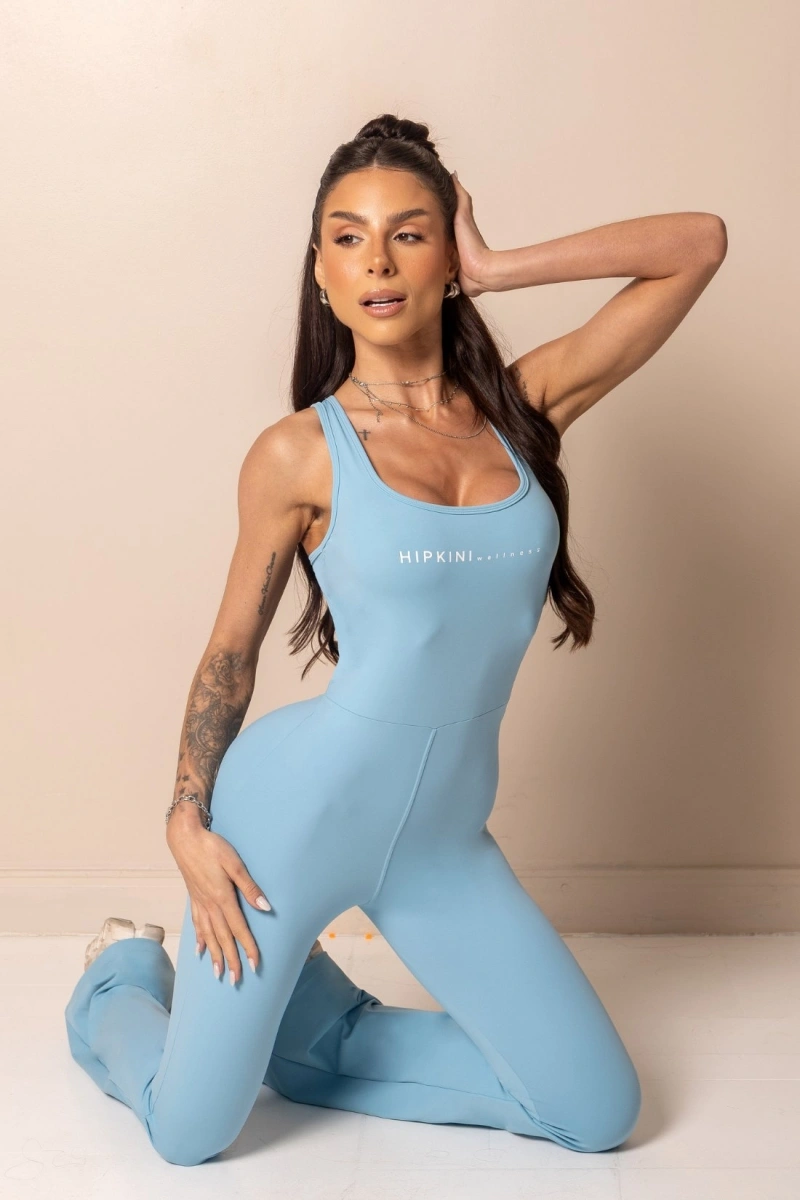 Hipkini - Macacão Fitness Horizon Flare Azul Claro - 33331907