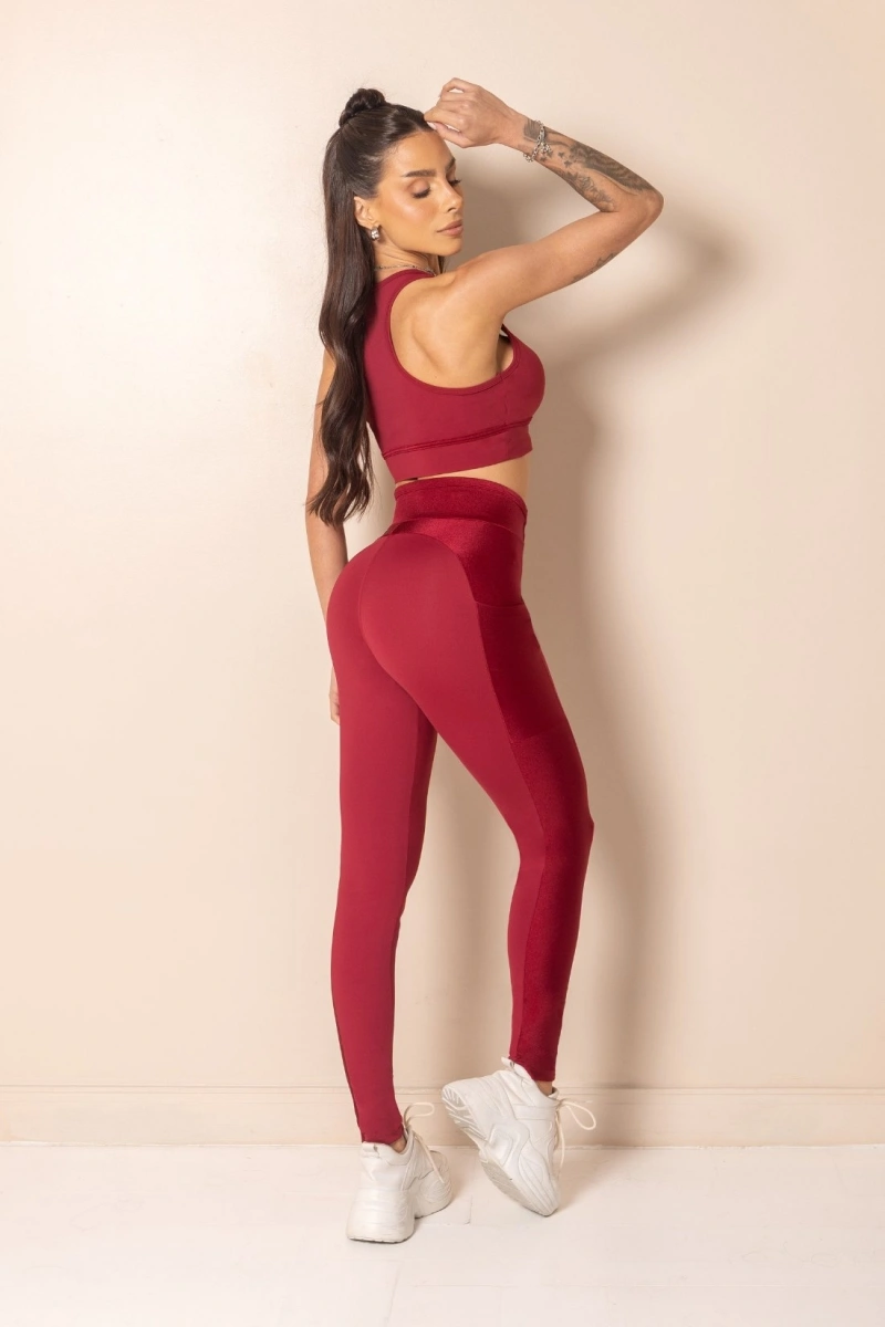 Hipkini - Legging Fitness Horizon Carmin com Silk - 33331915