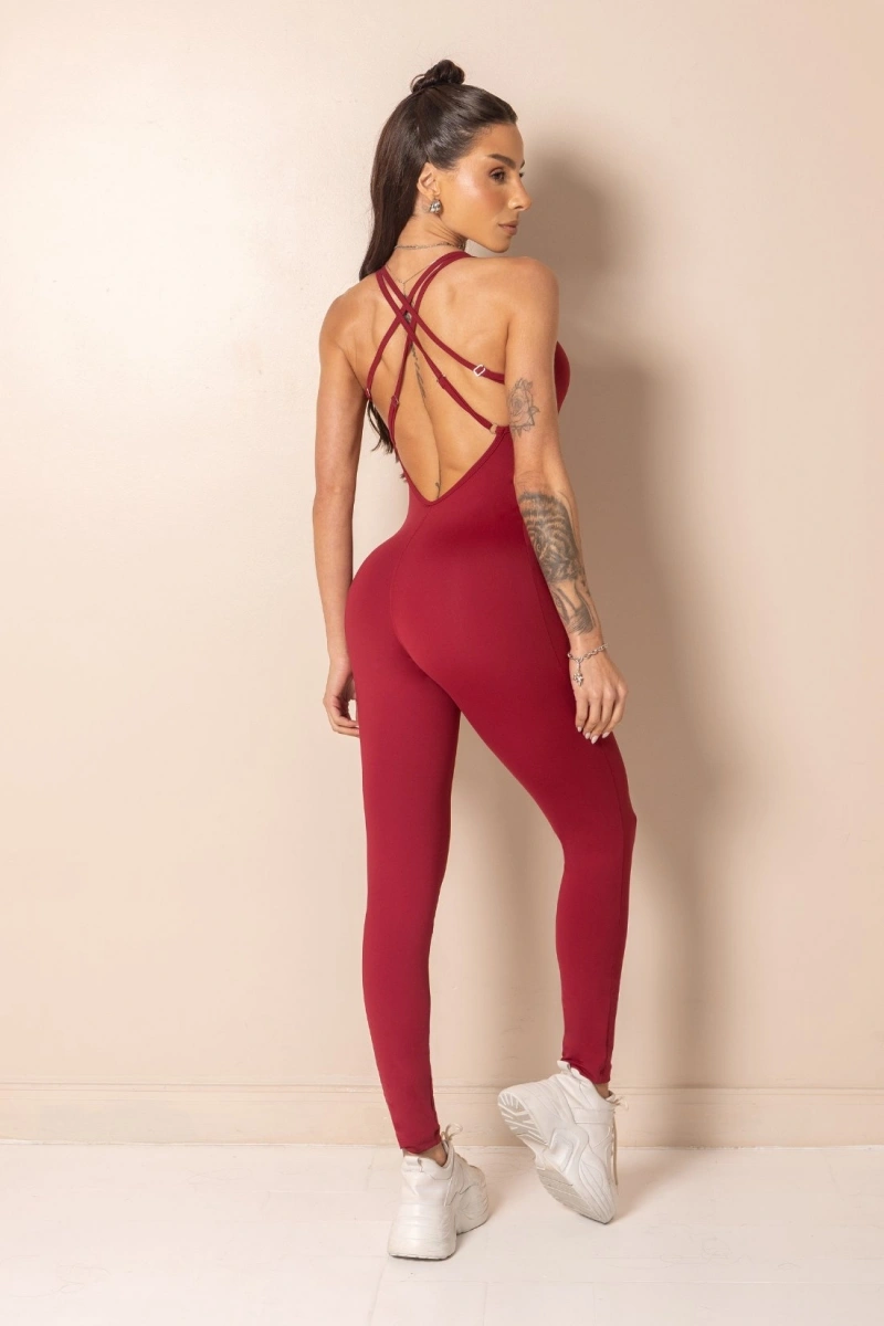 Hipkini - Macacão Fitness Horizon com Silk Carmin - 33331916