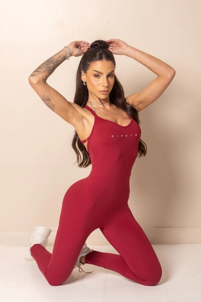 Hipkini - Macacão Fitness Horizon com Silk Carmin - 33331916