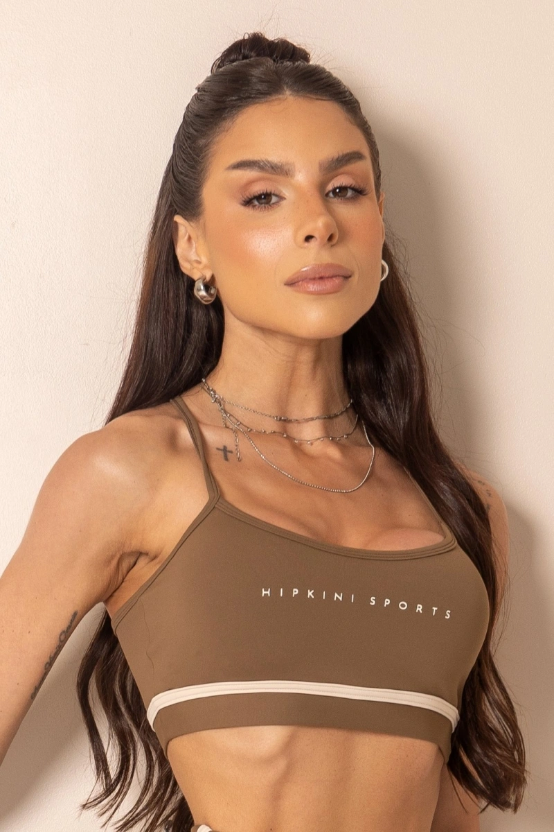 Hipkini - Top Fitness Horizon Cruzado Marrom - 33331801