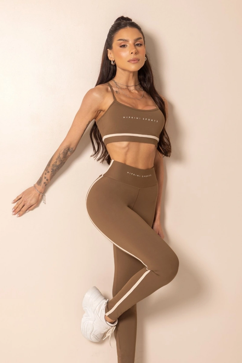 Hipkini - Legging Fitness Horizon com Silk Marrom - 33331802
