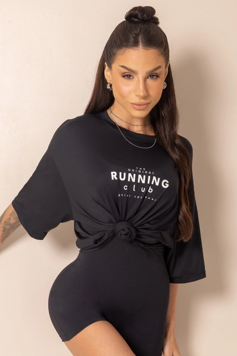 Hipkini - Blusa Cropped  DRYFIT Fitness Horizon Amplo Preta - 33331793