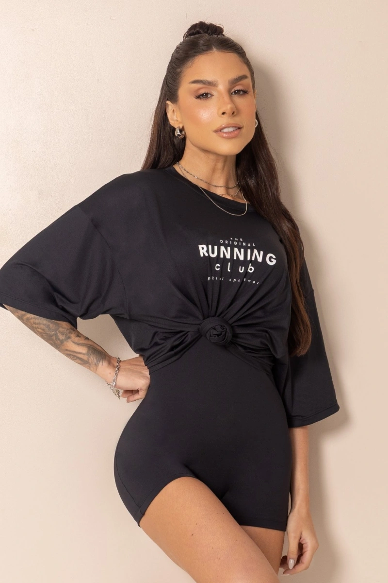 Hipkini - Blusa Cropped  DRYFIT Fitness Horizon Amplo Preta - 33331793
