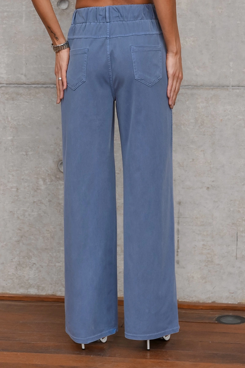 Dot Clothing - Calça Dot Clothing Liocel Fendi Azul - E0688AZUL